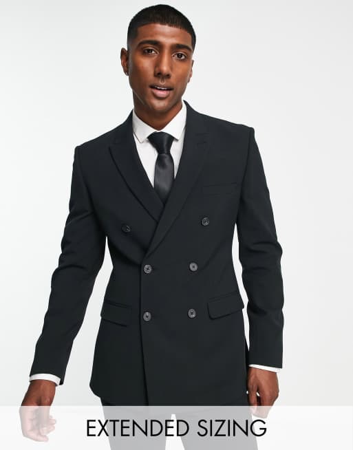 ASOS DESIGN skinny double breasted suit jacket in chocolate brown