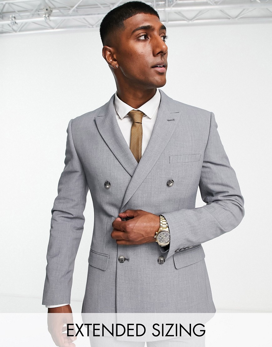 ASOS DESIGN super skinny double breasted suit jacket in gray