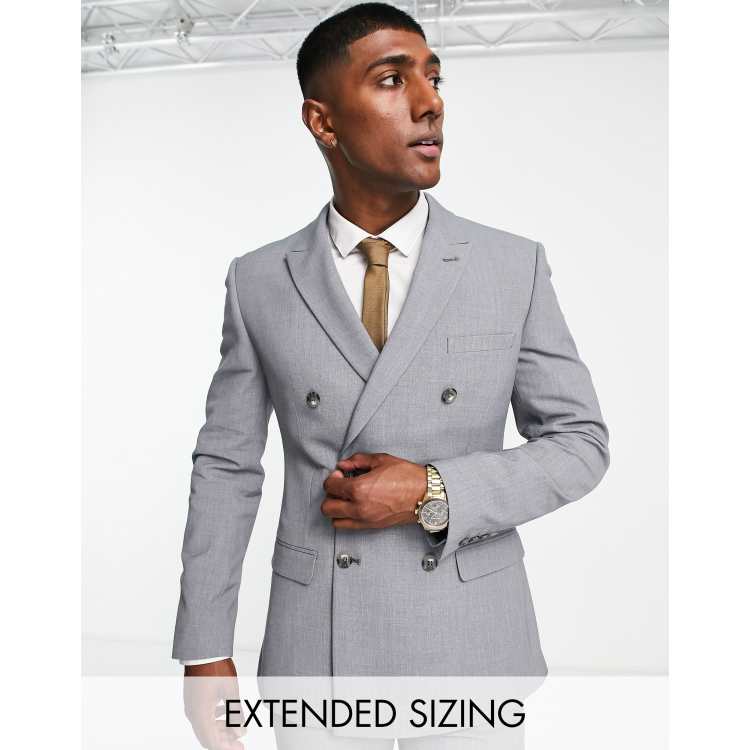 ASOS DESIGN super skinny double breasted suit jacket in stone