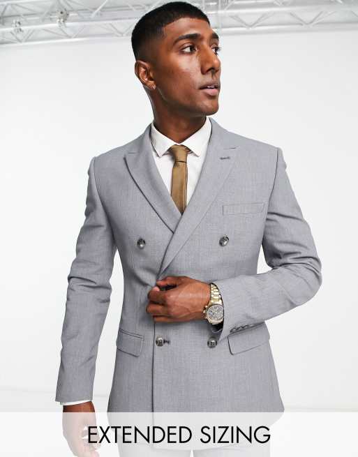 ASOS DESIGN super skinny double breasted suit jacket in gray ASOS