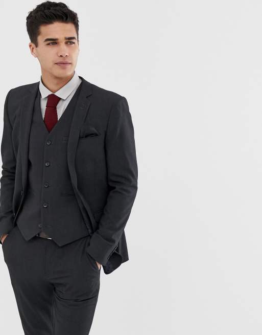 ASOS Super Skinny Four Button Suit in Charcoal