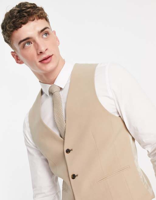 ASOS DESIGN - Super skinny gilet in camel, 2 van 4