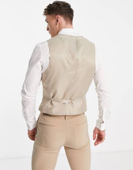 ASOS DESIGN - Super skinny gilet in camel, 3 van 4