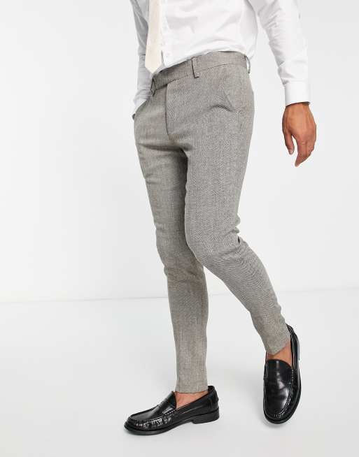 ASOS DESIGN - Super skinny-habitbukser i sort tweed-uldblanding