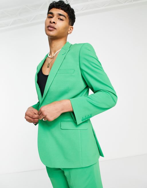 ASOS DESIGN - Super skinny-habitjakke i grønt crepe-stof 