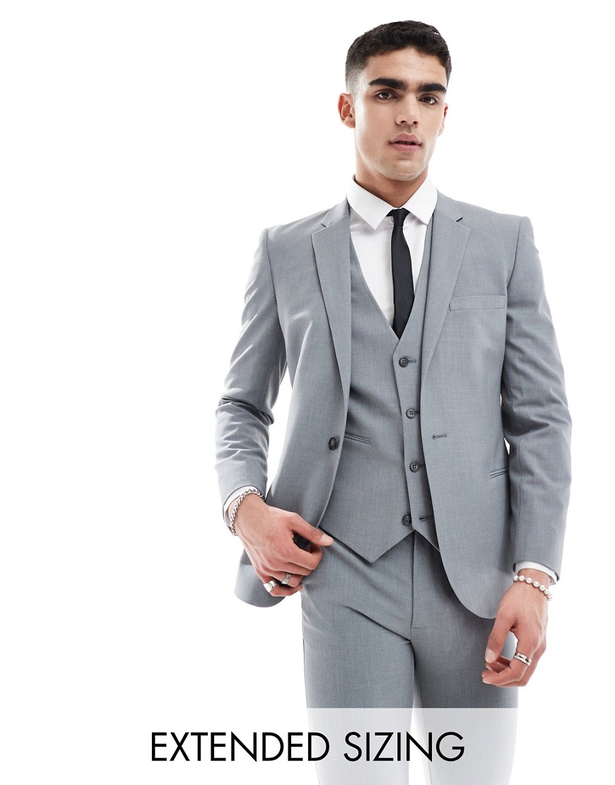 Asos Design Super Skinny Jacket In Gray