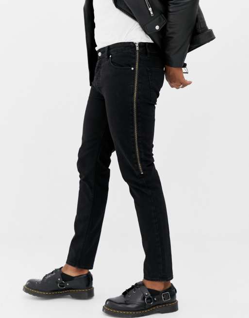 Side zip denim store jeans