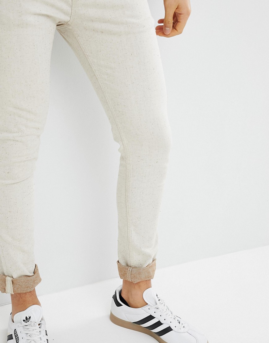 Asos Design Super Skinny Jeans In Ecru-white