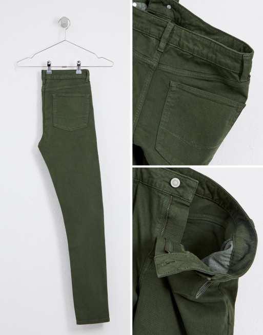 ASOS Collection Asos Green Coated Coloured Skinny Jeans