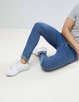 super skinny jeans in retro mid wash-Blue