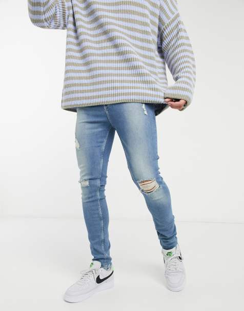 Men S Ripped Jeans Slim Fit Skinny Ripped Jeans Asos