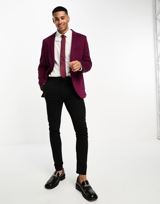 Burgundy blazer 2024 black pants