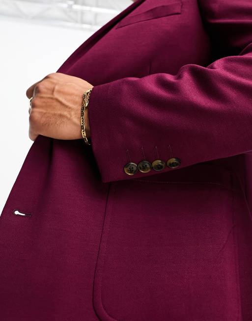 ASOS DESIGN super skinny jersey blazer in burgundy