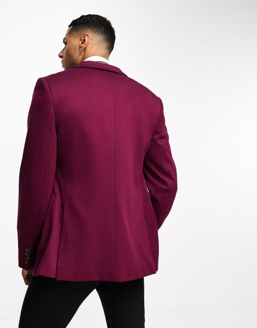 ASOS DESIGN super skinny jersey blazer in burgundy