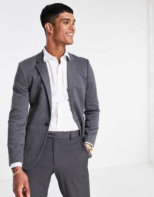 ASOS DESIGN super skinny jersey blazer in charcoal | ASOS