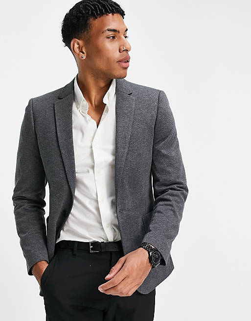 Suits super skinny jersey blazer in charcoal 