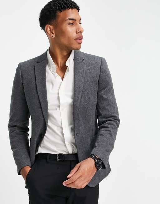 ASOS DESIGN super skinny jersey blazer in charcoal | ASOS