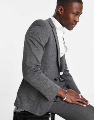 ASOS DESIGN super skinny jersey blazer in charcoal