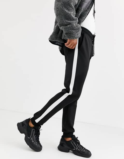 Asos design skinny cheap joggers with side stripe