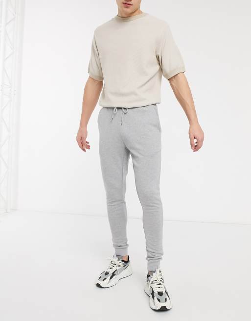 ASOS DESIGN Super skinny joggingbroek in gemeleerd grijs GREY