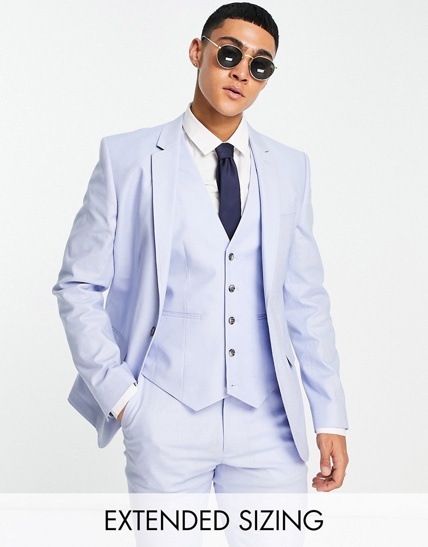 Asos Design Super Skinny Tuxedo Suit Jacket In Pastel Blue
