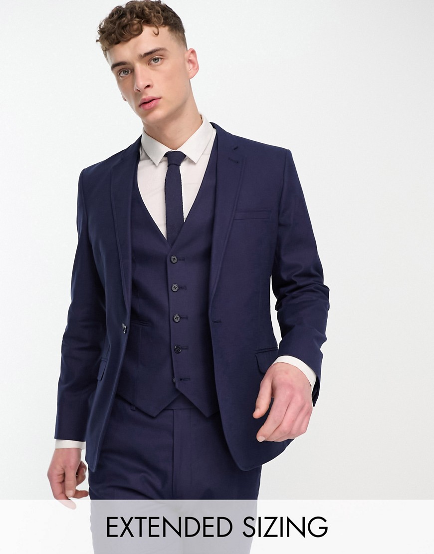 ASOS DESIGN super skinny linen mix suit jacket in navy