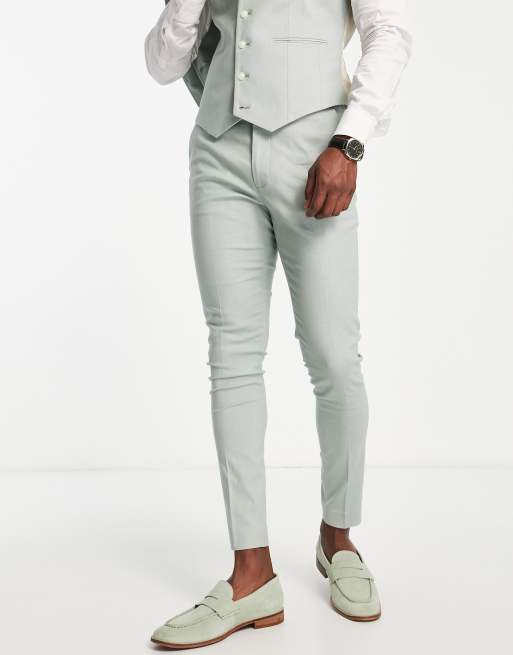 ASOS DESIGN super skinny linen mix suit pants in sage green