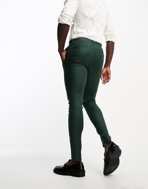 ASOS Super Skinny Fit Smart Cropped Trousers In Mint in Green for