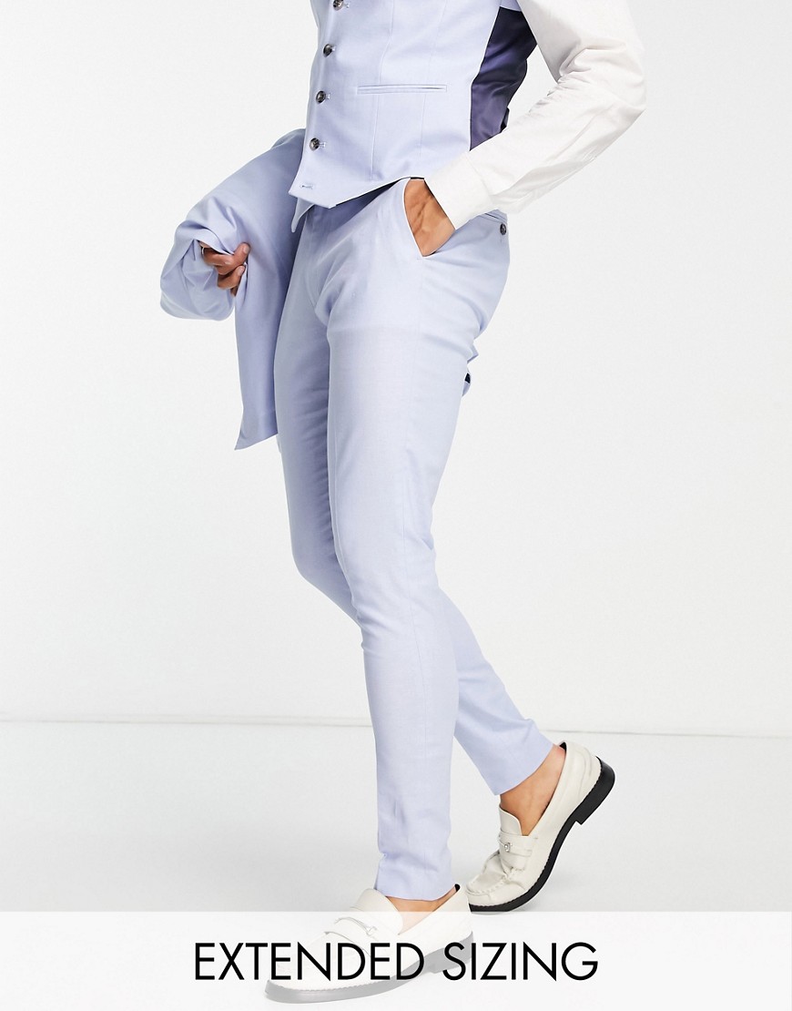 ASOS DESIGN super skinny linen mix suit trousers in blue