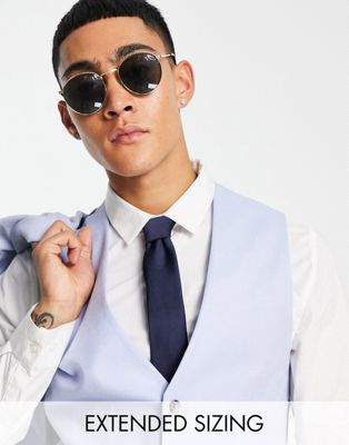 ASOS DESIGN super skinny linen mix waistcoat in blue - ASOS Price Checker