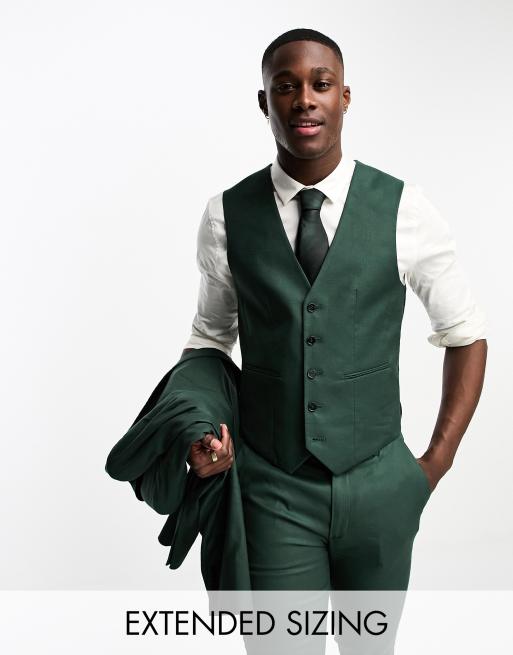 ASOS DESIGN super skinny linen mix waistcoat in forest green ASOS