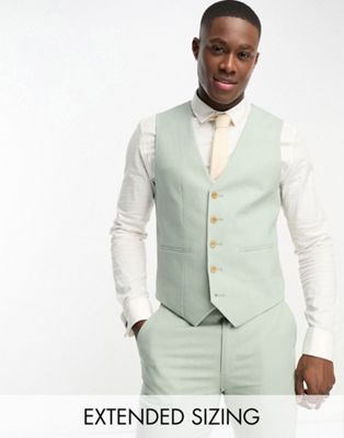 ASOS DESIGN super skinny linen mix waistcoat in sage green