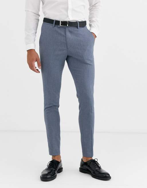 ASOS DESIGN wedding - Blåmeleret super skinny-jakkesæt i mikrotekstur, 3 af 4