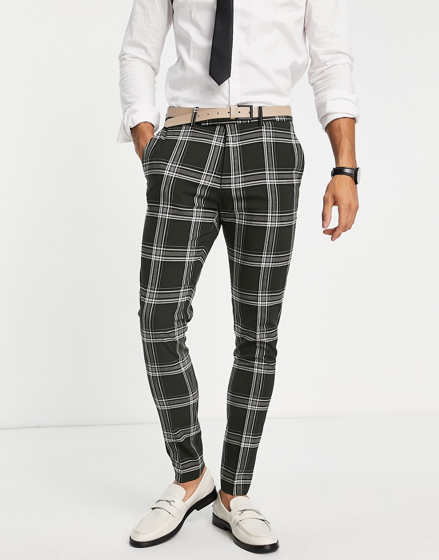 ASOS DESIGN super skinny mix and match green check suit trousers