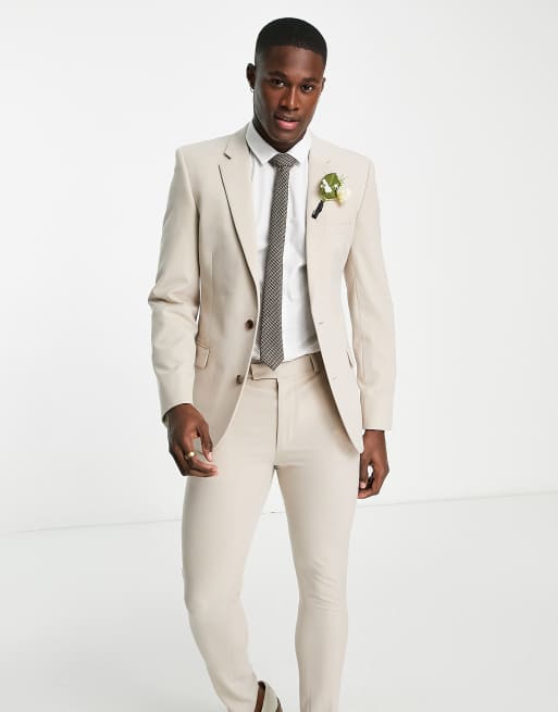 ASOS DESIGN skinny mix and match suit in ecru | ASOS