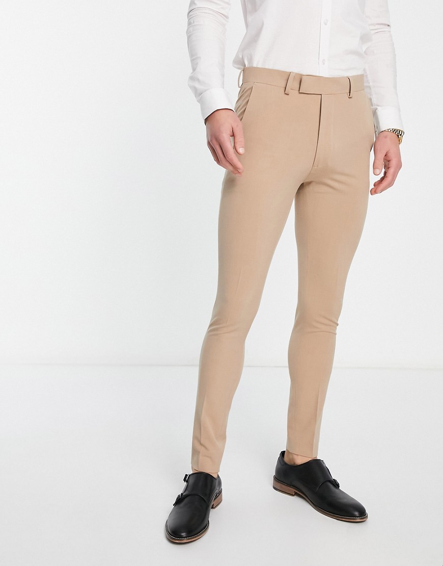 ASOS DESIGN super skinny mix and match suit pants in beige-Neutral