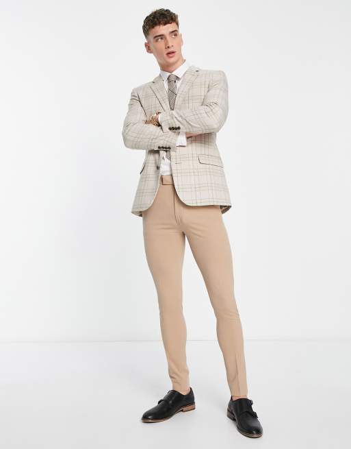 ASOS DESIGN super skinny mix and match suit trousers in beige, 4 of 4