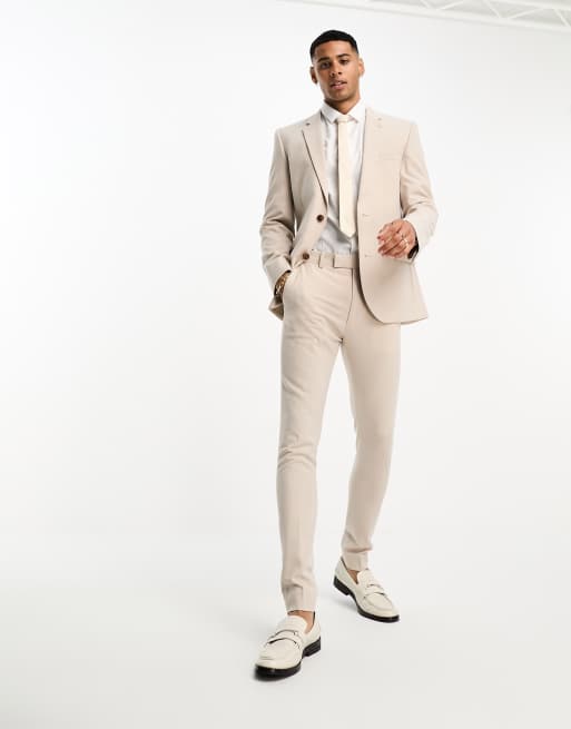 ASOS DESIGN super skinny mix and match suit trousers in ecru
