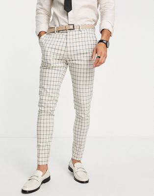 ASOS DESIGN super skinny mix and match suit in stone and grey