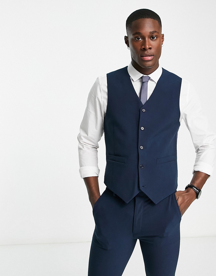 ASOS DESIGN super skinny mix and match waistcoat in navy