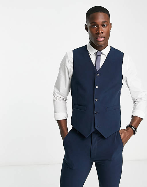 ASOS DESIGN super skinny mix and match waistcoat in navy | ASOS