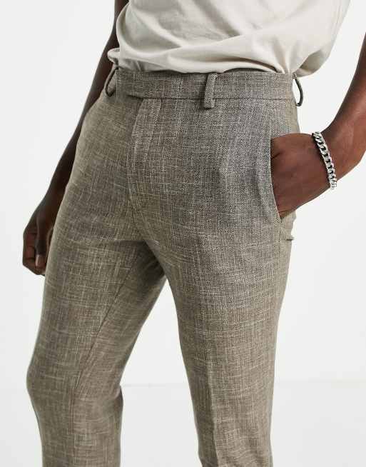 ASOS DESIGN - Super skinny nette broek met crosshatch-motief in stone, 3 van 4