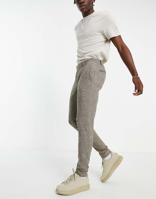 ASOS DESIGN - Super skinny nette broek met crosshatch-motief in stone, 4 van 4