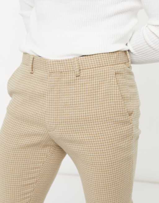 ASOS DESIGN - Super skinny nette broek van wolmix in camel pied-de-poule, 3 van 4