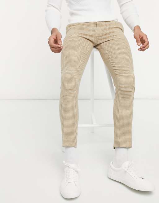 ASOS DESIGN - Super skinny nette broek van wolmix in camel pied-de-poule, 4 van 4