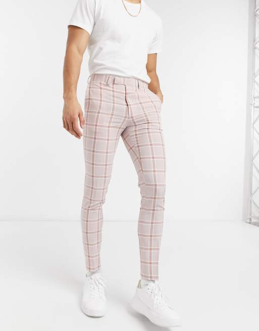 ASOS DESIGN - Super skinny geruit pak van slubkatoen in roze, 3 van 3