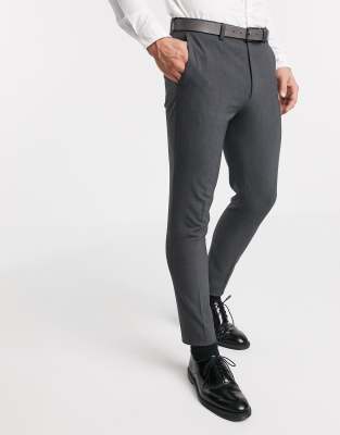 ASOS DESIGN super skinny suit trousers in four way stretch in charcoal-Grey Grey