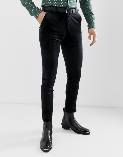 ASOS DESIGN super skinny pants in black velvet | ASOS