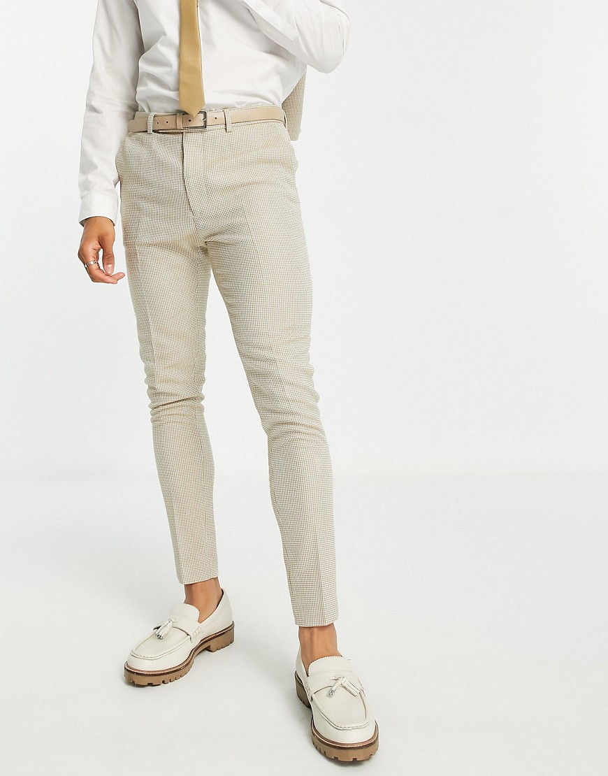 Asos Design Super Skinny Pants In Stone Microtexture-neutral