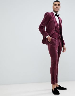 burgundy suede suit